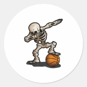 Skelett Dabbing Basketball Halloween-Kostüm Runder Aufkleber