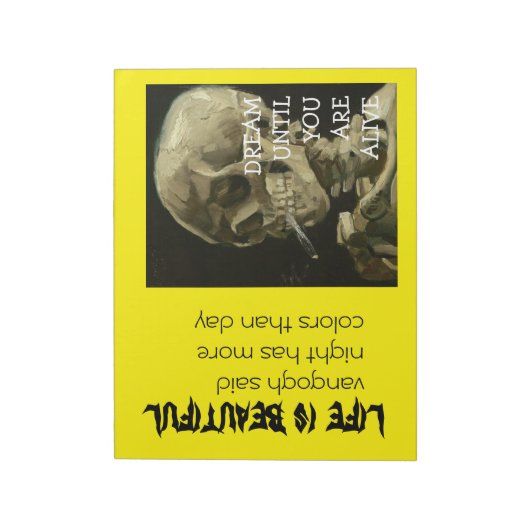 Skelett, das durch Vangogh Zigaretten verbrennt |  Notizblock (Rotiert)