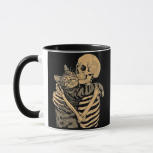 Skelett, das eine Katze umarmt – Süßes Geschenk fü Tasse