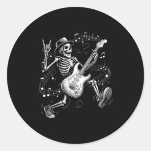 Skelett, das Gitarre spielt, Musikgeschenke für Mä Runder Aufkleber