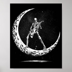 Skelett, das Gitarre spielt Rock And Roll Band für Poster