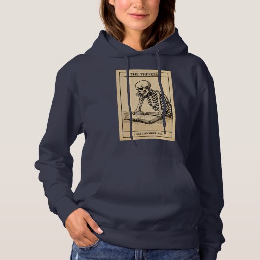 Skelett-Denker-Illustration Hoodie (Vorderseite)
