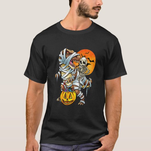 Skelett Dinosaurier rex Jungen Halloween Mumie  Kü T-Shirt (Vorderseite)