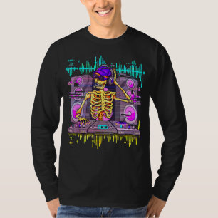 Skelett Disc Jockey Meister der Zeremonien Party S T-Shirt