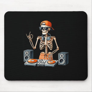 Skelett-Dj-Halloween-Kostüm-Plattenspieler-Musik-L Mousepad