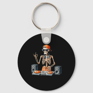 Skelett-Dj-Halloween-Kostüm-Plattenspieler-Musik-L Schlüsselanhänger