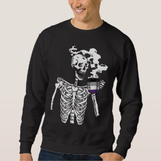 Skelett Drink Kaffee Asexual Pride Skull LGBT- Sweatshirt