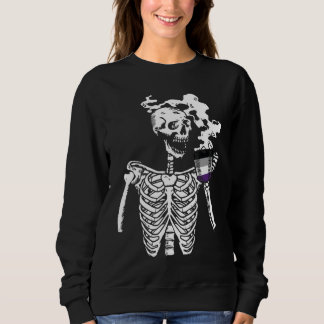 Skelett Drink Kaffee Asexual Pride Skull LGBT- Sweatshirt