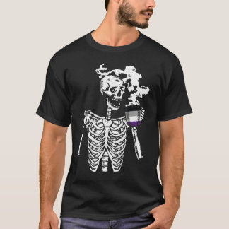 Skelett Drink Kaffee Asexual Pride Skull LGBT- T-Shirt