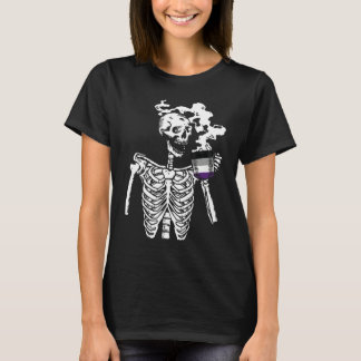 Skelett Drink Kaffee Asexual Pride Skull LGBT- T-Shirt