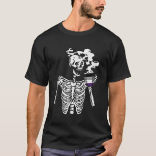 Skelett Drink Kaffee Asexual Pride Skull LGBTQ T-Shirt