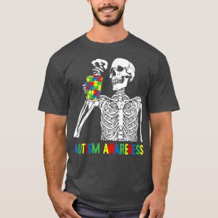 Skelett Drink Kaffee Autismus Bewusstseinsfrage Pu T-Shirt