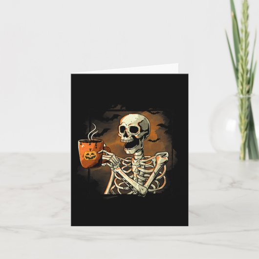 Skelett Drink Kaffee Funny Skull Halloween Cos Karte (Vorderseite)