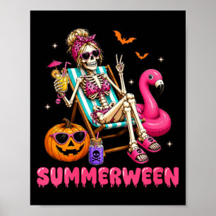 Skelett einer Frau, das im Wasser schwimmt, lustig Poster