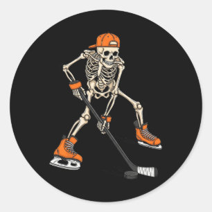 Skelett-Eishockey-Halloween-Kostüm-Geschenk für Mä Runder Aufkleber