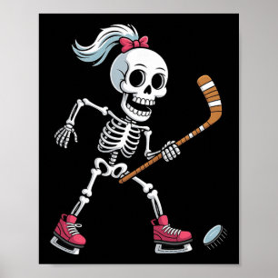 Skelett-Eishockey-Halloween-Kostüm lustig Frauen Poster