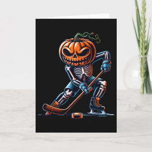 Skelett-Eishockey-Halloween-Kürbis-Hockey Herren Karte
