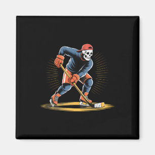 Skelett-Eishockeyspieler Lustiges Eisläufer-Design Magnet