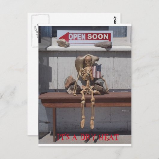Skelett - Es ist eine trockene Hitze Postkarte (Vorne/Hinten)