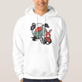 Skelett-Eule & rote Rosen-Glühbirnen-Kunst Hoodie