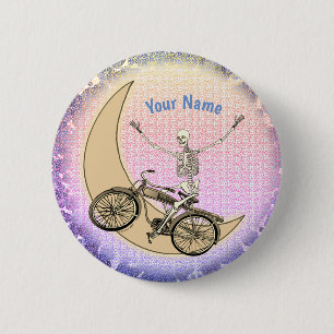 Skelett fährt Fahrrad-Anstecknadel Button