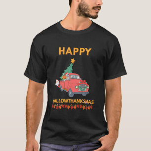 Skelett fährt Weihnachtsmann Hallowthanksmas Lusti T-Shirt