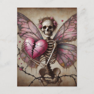 Skelett Fee mit gebrochenem Herzen Postkarte