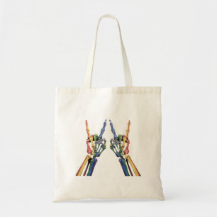 Skelett-Felsen-Hand LGBTQ Coole Regenbogenflagge S Tragetasche