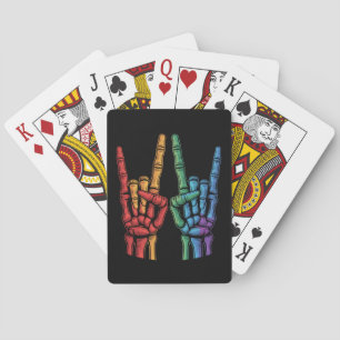 Skelett-Felsen-Hand LGBTQ-Regenbogenflagge Gay Pri Spielkarten