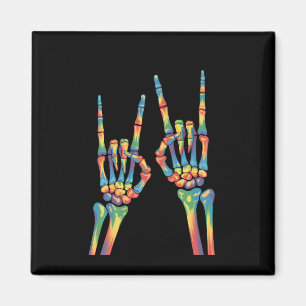 Skelett-Felsen-Hand-Regenbogen-LGBTQ-Schwule-Lesbe Magnet