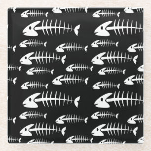 Skelett Fisch Knochen Angeln Humor Fischer Hungrig Glasuntersetzer