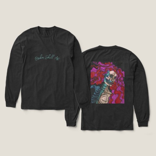 Skelett Frau Langarm Tri-Blend Shirt (Design Vorderseite & Rückseite)