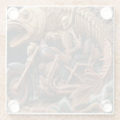 Skelett fuhr seinen Chopper mit dem Fahrrad durch Glasuntersetzer (Rückseite)