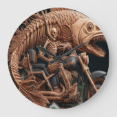 Skelett fuhr seinen Chopper mit dem Fahrrad durch Große Wanduhr (Vorderseite)