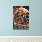 Skelett fuhr seinen Chopper mit dem Fahrrad durch Leinwanddruck (Insitu (Holzboden))