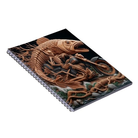 Skelett fuhr seinen Chopper mit dem Fahrrad durch  Notizblock (Rechte Seite)