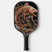 Skelett fuhr seinen Chopper mit dem Fahrrad durch Pickleball Schläger (Vorderseite)