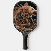 Skelett fuhr seinen Chopper mit dem Fahrrad durch Pickleball Schläger (Rückseite)