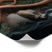 Skelett fuhr seinen Chopper mit dem Fahrrad durch  Poster (Ecke)