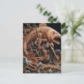 Skelett fuhr seinen Chopper mit dem Fahrrad durch  Postkarte (Stehend Vorderseite)