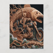 Skelett fuhr seinen Chopper mit dem Fahrrad durch  Postkarte (Vorderseite)