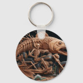 Skelett fuhr seinen Chopper mit dem Fahrrad durch Schlüsselanhänger (Vorderseite)