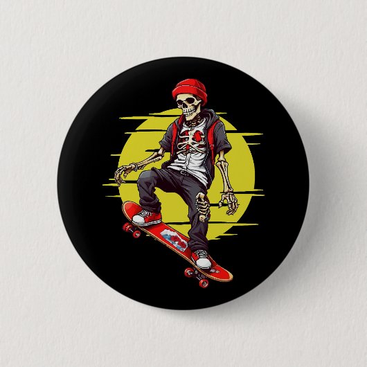 Skelett für Skateboarding Button (Vorderseite)