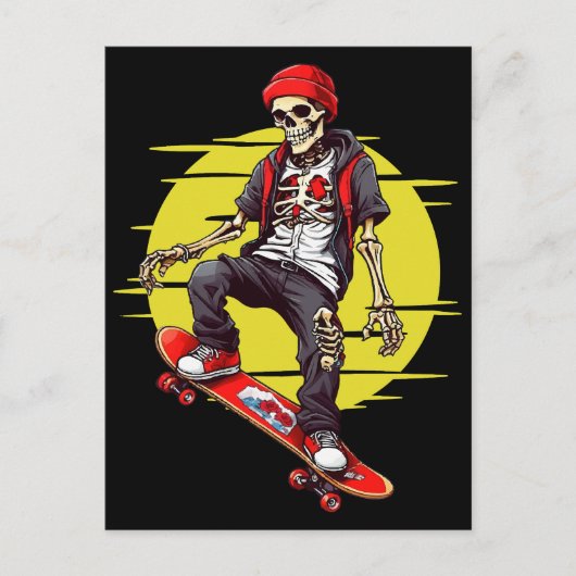 Skelett für Skateboarding Postkarte (Vorderseite)