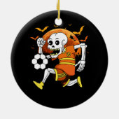 Skelett Fußball Fußballspielen Funny Halloween Fuß Keramik Ornament (Hinten)