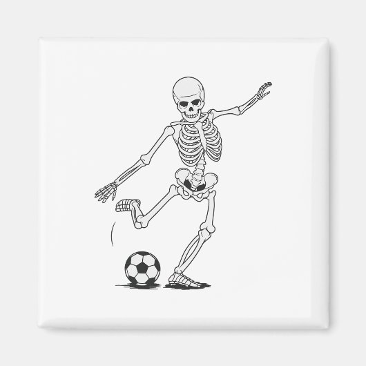 Skelett Fußball spielen Magnet (Vorne)