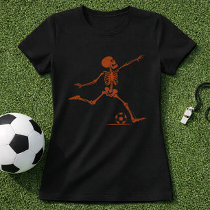 Skelett Fußball Tritt; Gruseliger Halloween Fußbal T-Shirt