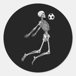 Skelett-Fußballspieler Brust Ll mitten in der Luft Runder Aufkleber
