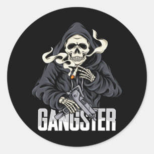 Skelett Gangster Runder Aufkleber