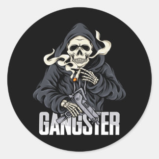 Skelett Gangster Runder Aufkleber